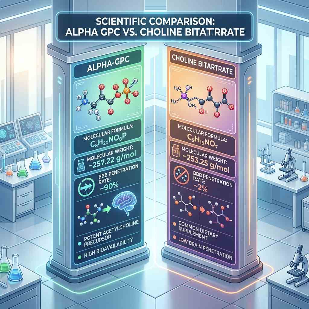 choline bitartrate vs alpha gpc molecular structure and clinical bioavailability comparison