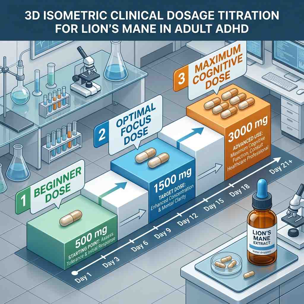 lion's mane dosage for adhd clinical 500mg to 3000mg titration scale